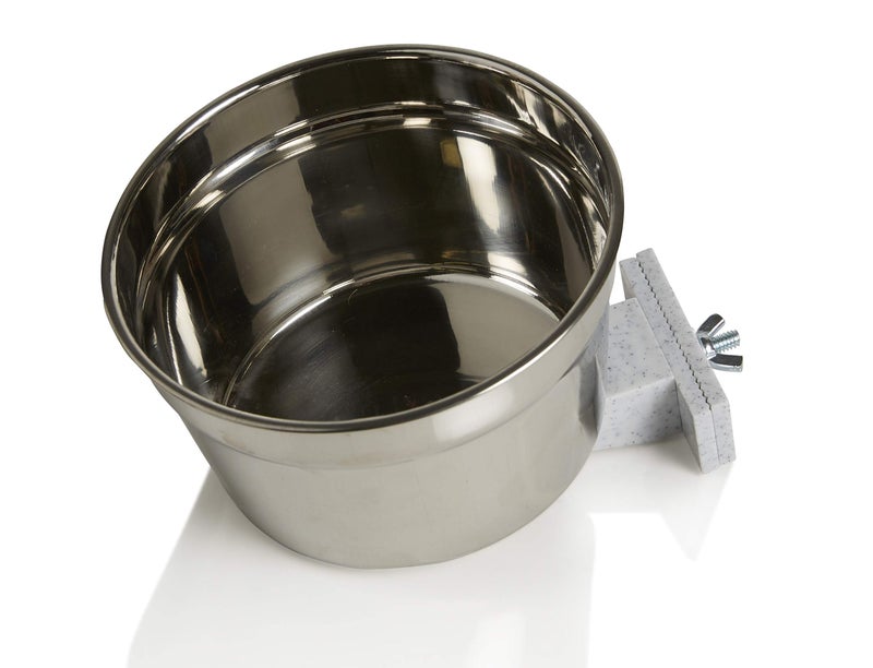 LixitÂ® Stainless Steel Kennel Food or Water Bowl - Non Spill Hanging Removable Crate Bowls - Carrier Cage Dish for Dogs or Cats for Feeding and Drinking (Stainless Steel, 40 Ounce) - Image 1